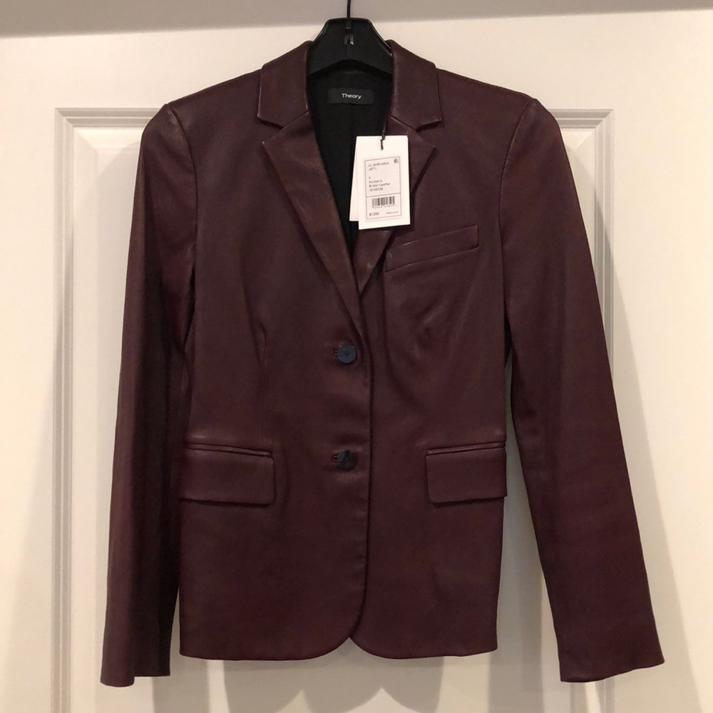 NWT Theory Lamb Leather Blazer Jacket Size 0